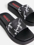 Фото #4 товара HUGO Emma platform sliders in black with script logo