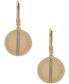 ფოტო #1 პროდუქტის Gold-Tone Pavé-Stripe Logo Disc Drop Earrings