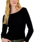 Фото #3 товара Juniors' Off-The-Shoulder Ribbed Sweater
