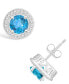 Серьги Macy's Blue Topaz and Diamond Halo Studs - фото #1