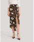 Women's Vintage Midi Silk Floral Printed Skirt for Women