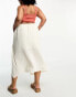 Vero Moda Curve wrap tie midi skirt in white