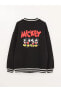 Mickey Mouse Baskılı Uzun Kollu Oversize Kadın Kolej Ceket