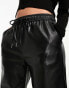 Фото #6 товара Stradivarius faux leather jogger in black