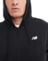 New Balance sport essentials logo french terry full zip in black