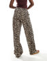 Фото #3 товара ONLY wide leg trousers in leopard print