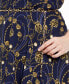 Фото #4 товара Teeze Me Women's Navy Ruffled Printed Short Sleeve Knee Length Sheath Dress 18