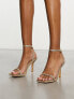 Glamorous Wide Fit barely there heeled sandals in gold glitter