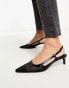 Фото #2 товара Mango mesh pointed toe strappy kitten heel in black