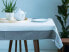 Фото #1 товара Obrus na stół biały z dekoracją szara rozeta / obszycie szare 110 x 160 cm
