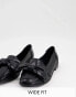 ASOS DESIGN Wide Fit Mentor bow flat shoes in black