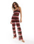 Фото #1 товара Noisy May crochet beach trouser co-ord in pink stripe