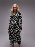 Фото #10 товара Topshop ruch side midi shirt dress in satin mono animal print