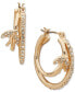 Gold-Tone Pavé Sparrow Two-Row Small Hoop Earrings, 1"