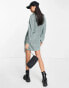 Фото #3 товара JDY wide neck knitted mini jumper dress in blue