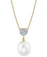 ფოტო #1 პროდუქტის Cultured Freshwater Pearl (10mm) & Diamond Accent 18" Pendant Necklace in 14k Gold