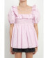 ფოტო #2 პროდუქტის Women's Smocked Puff Sleeve Top