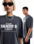 ASOS DESIGN unisex oversized license t-shirt in washed black with Rambo II graphic prints