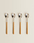 Pack of dessert spoons with wood-effect handles (set of 4)