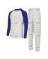 ფოტო #1 პროდუქტის Men's White, Powder Blue Los Angeles Chargers Tinsel Raglan Long Sleeve T-shirt and Pants Sleep Set