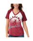 Фото #5 товара Women's White and Crimson Alabama Crimson Tide Shortstop Ombre Raglan Tri-Blend V-Neck T-shirt