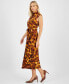 ფოტო #4 პროდუქტის Women's Printed Belted Midi Dress