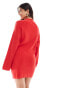 Фото #4 товара SNDYS premium knitted knot front drape detail mini jumper dress in red