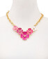Фото #2 товара GUESS gold-Tone Pink Flower Frontal Necklace, 18" + 2" extender