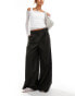 COLLUSION wide leg baggy tailored trousers in dark khaki