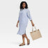 Фото #2 товара Women's 3/4 Sleeve Midi Shirtdress - Universal Thread Blue Striped XS