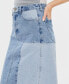 Women's Two-Toned Color Block Denim Midi Skirt
