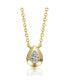 Sterling Silver 14k Gold Plated Raindrop Pear-Shaped Cubic Zirconia Bezel Solitaire Necklace