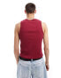 Reclaimed Vintage ribbed vest with logo in burgundy