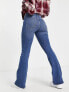 Фото #4 товара Pieces Peggy high waisted flared jeans in mid blue denim
