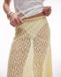 Фото #2 товара Topshop jersey hanky hem 90s length lace skirt in yellow