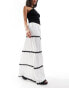 Фото #2 товара ASOS DESIGN tiered maxi skirt with rick rack detail in white