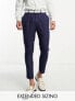 ASOS DESIGN smart tapered linen mix trousers in navy W33 L32 - фото #1