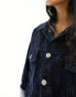 4th & Reckless denim logo laserprint jacket co-ord in dark blue