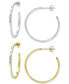 2-Pc. Set Textured Medium Hoop Earrings in Sterling Silver & 18k Gold-Plate, 1-1/4", Created for Macy's