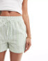 Stradivarius cotton pull on short in green stripe grün, XS - фото #4