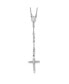 ფოტო #1 პროდუქტის 14k White Gold Diamond-cut Beaded Rosary Pendant Necklace 24"
