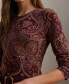 ფოტო #3 პროდუქტის Women's Paisley Stretch Cotton Long-Sleeve Tee