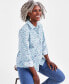 Фото #3 товара Women's Printed Cotton Button-Up Shirt, Created for Macy's