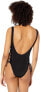 Bikini Lab Women's 243097 Lace Up High Leg Black One Piece Swimsuit Size L
