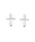 ფოტო #2 პროდუქტის Delicate Simple Cross Stud Earrings: Minimalist Religious Jewelry for Women Teens, Communion Gift, Polished .925 Sterling Silver