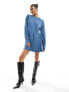 Фото #3 товара River Island long sleeve jersey sweater mini dress in blue