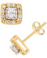 ფოტო #1 პროდუქტის Diamond Princess Halo Cluster Stud Earrings (1/2 ct. t.w.) in 14k White or Yellow Gold