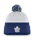 ფოტო #1 პროდუქტის Men's White, Royal Toronto Maple Leafs Authentic Pro Draft Cuffed Knit Hat with Pom