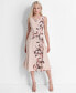 ფოტო #1 პროდუქტის Petite Placed-Print Sleeveless Cowlneck Dress