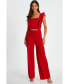 Women's Scuba Crepe Frill Sleeve Chain Belt Palazzo Jumpsuit